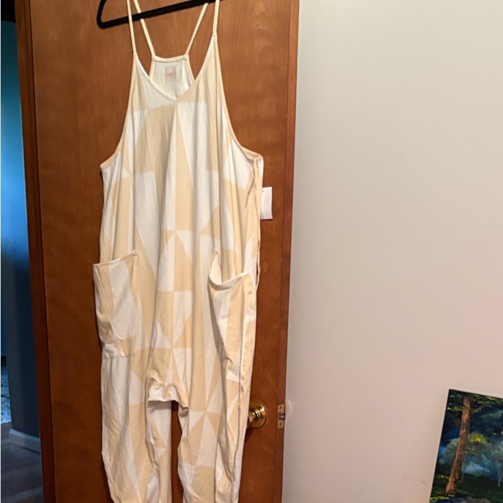 Cream Geometric Women's Jumpsuit